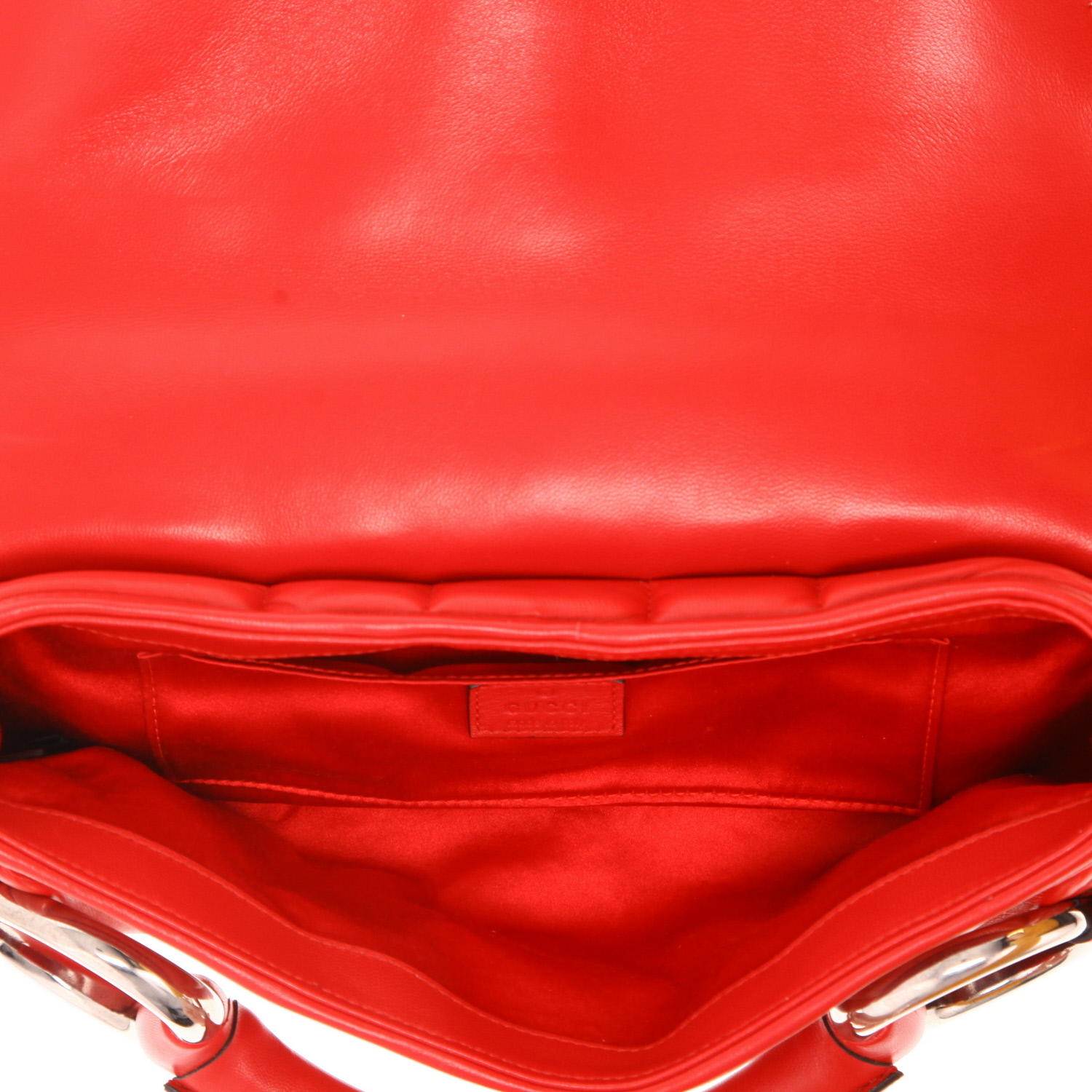 Sac à main Gucci Mors 1955 en cuir rouge - Detail D3