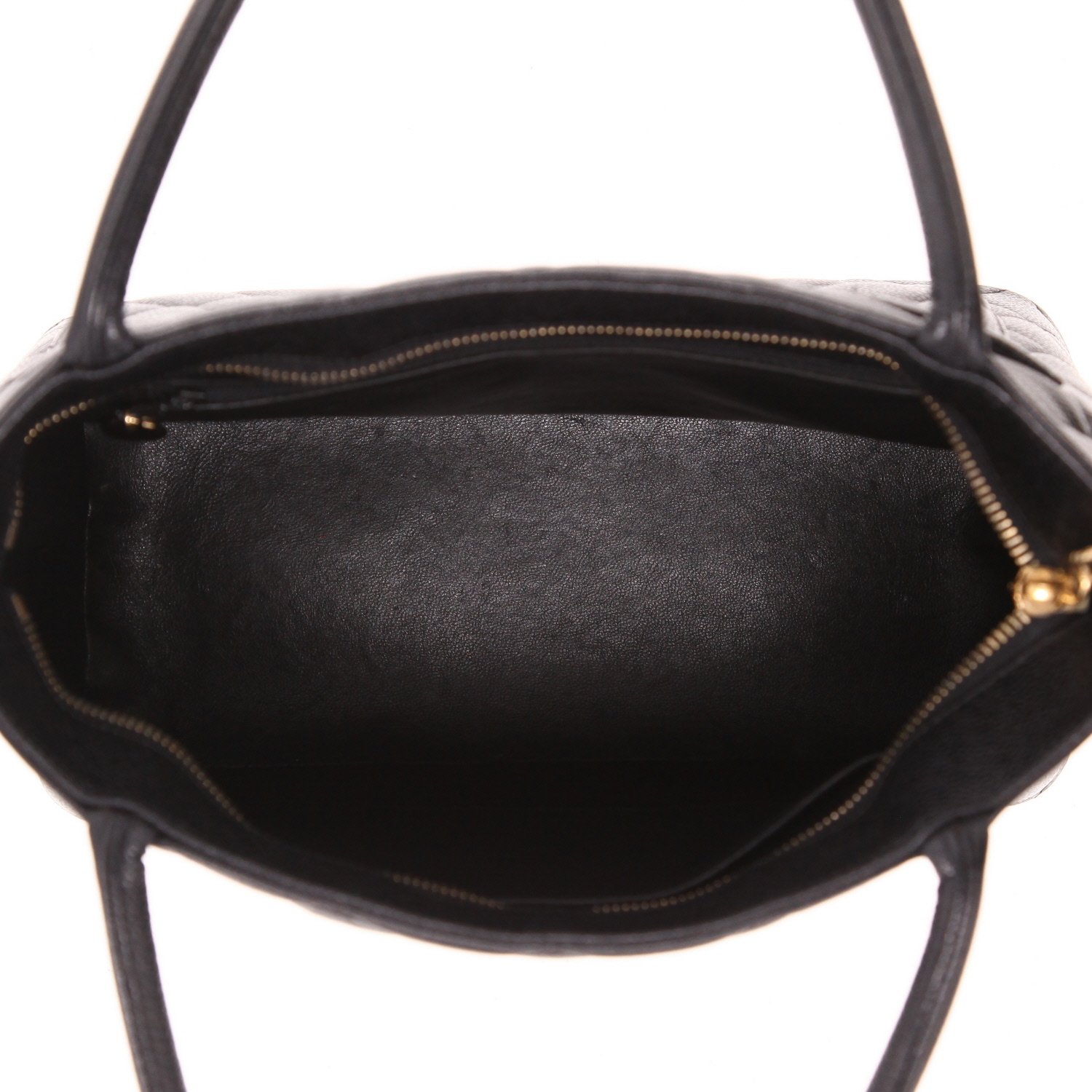 Bolso de mano Chanel  Medaillon en cuero granulado acolchado negro - Detail D3