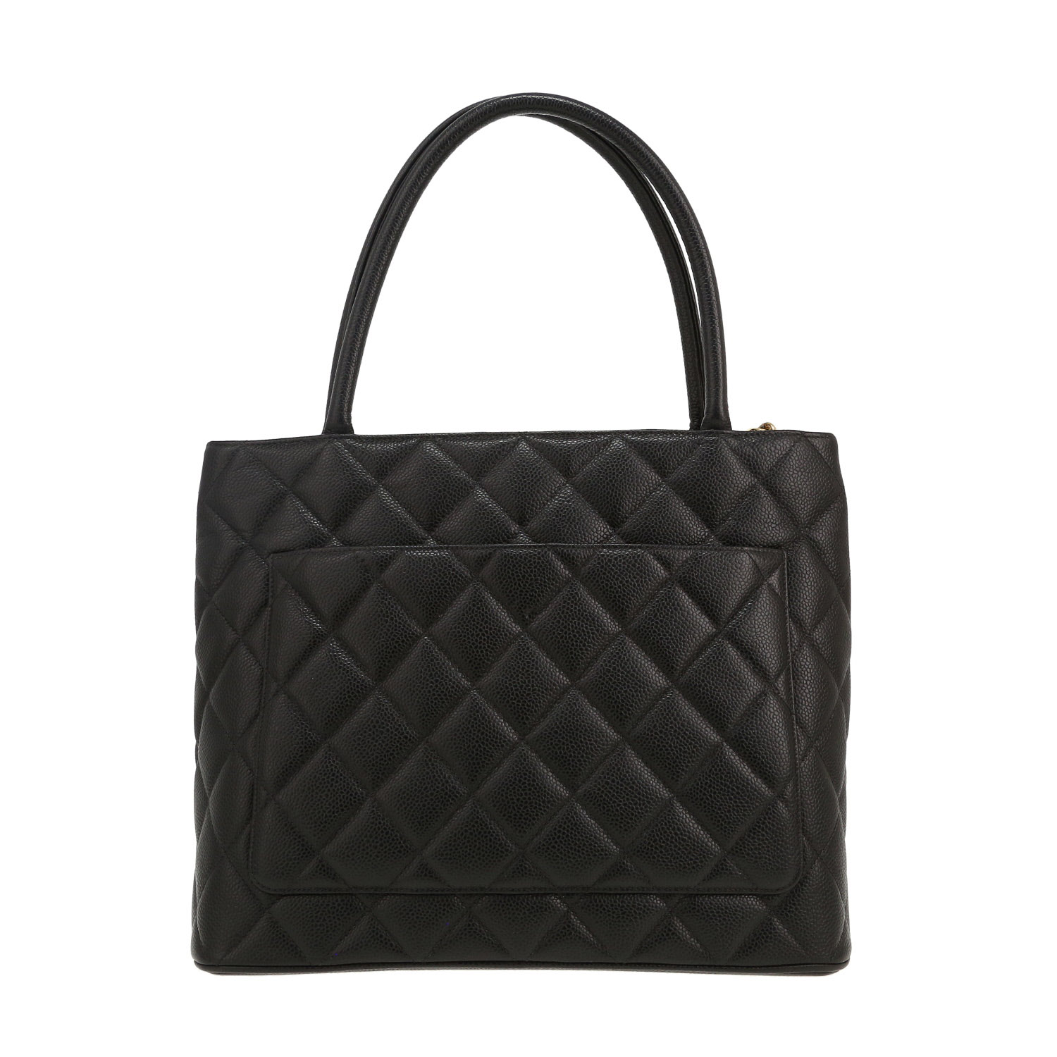 Borsa Chanel  Medaillon in pelle martellata e trapuntata nera - Detail D4