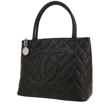 Borsa Chanel  Medaillon in pelle martellata e trapuntata nera