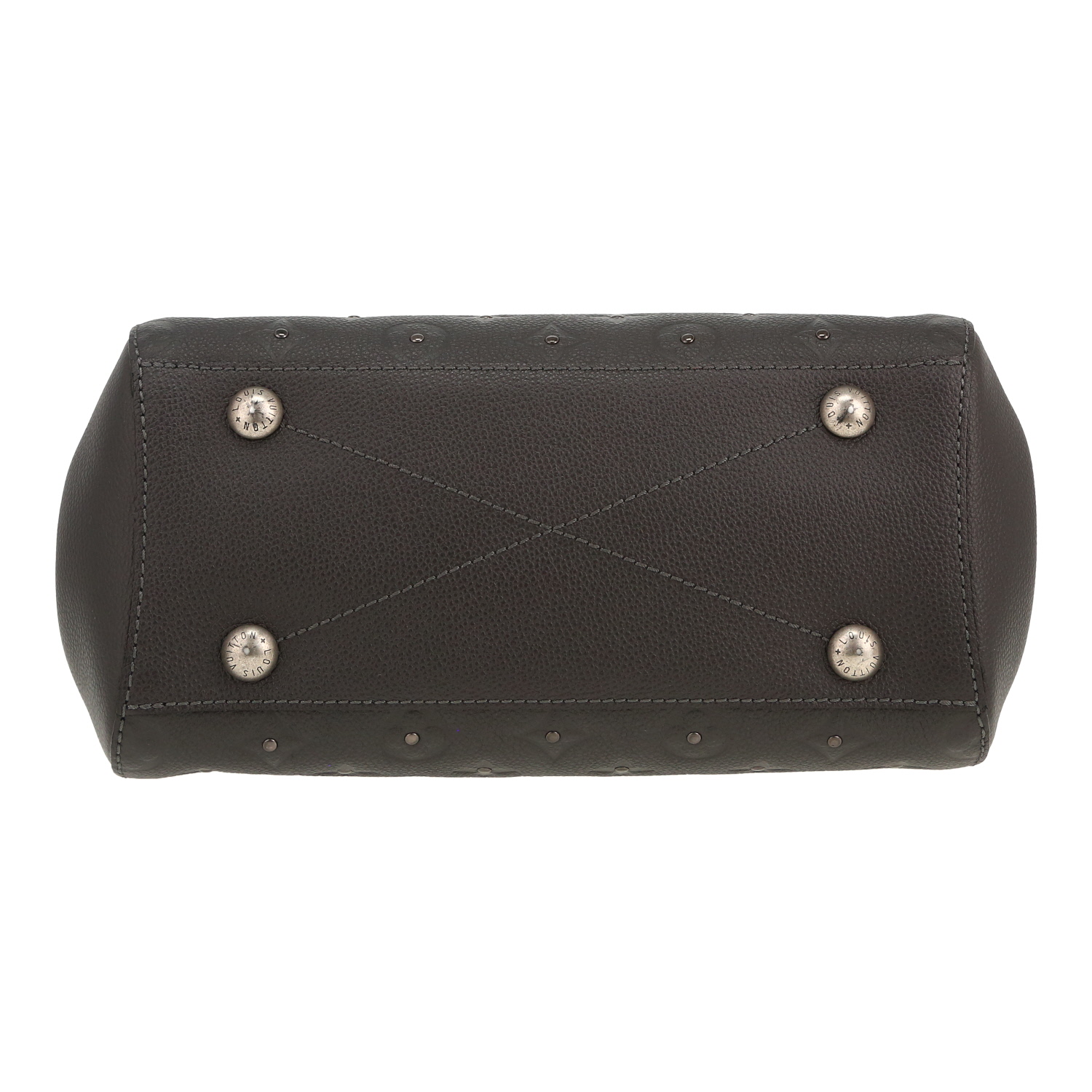 Louis Vuitton Montaigne BB handbag in anthracite grey empreinte monogram leather - Detail D1