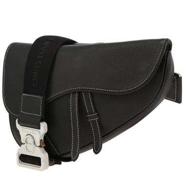 Borsa a tracolla Dior  Saddle in pelle martellata nera