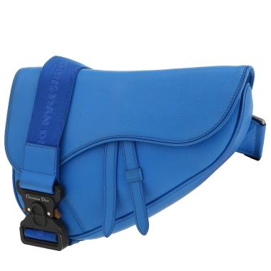 Dior  Saddle shoulder bag  in blue grained leather