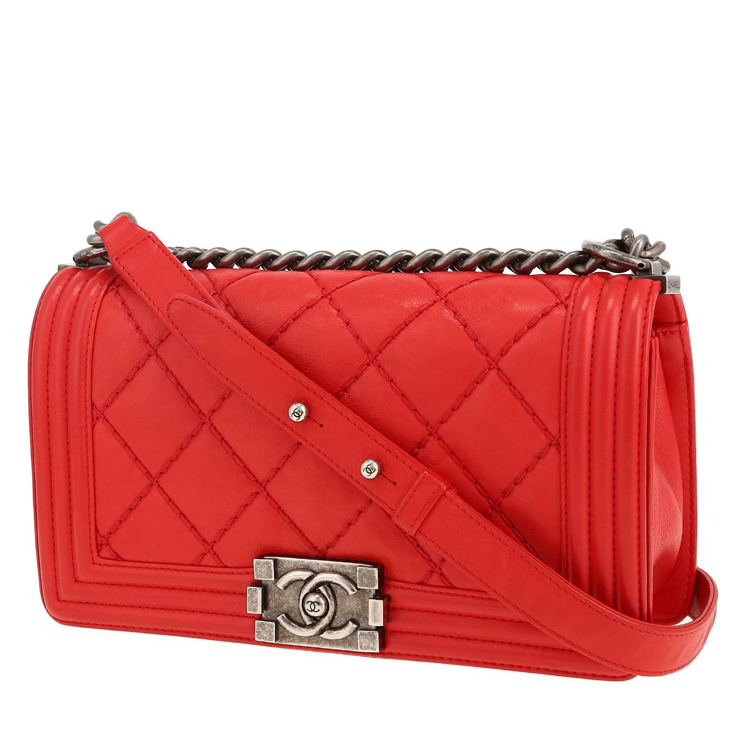 Borsa a tracolla Chanel  Boy modello piccolo  in pelle trapuntata rossa