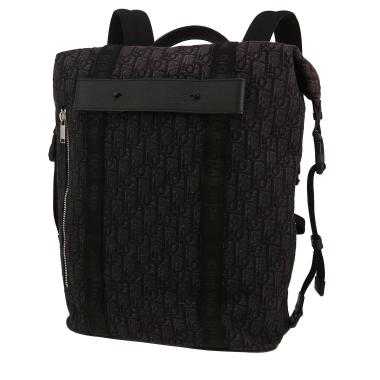 Sac à dos Dior   en toile monogram Oblique noire et grise