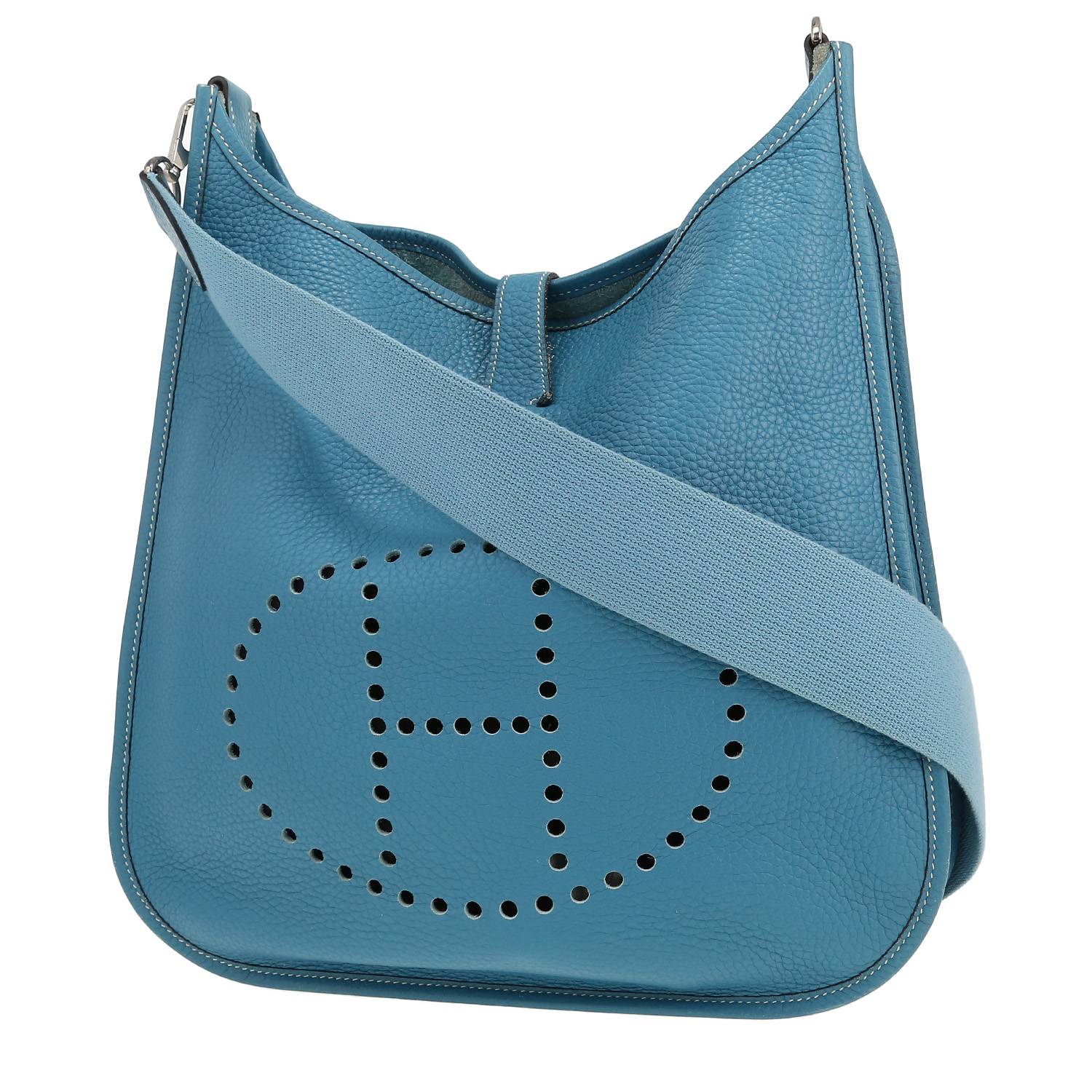 Bolso bandolera Hermès  Evelyne en cuero togo azul