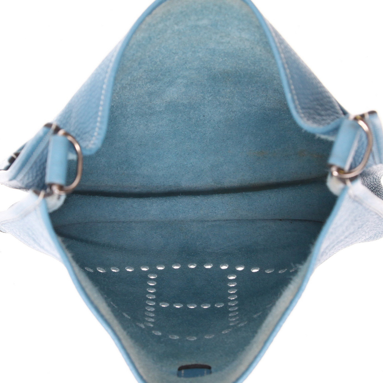 Bolso bandolera Hermès  Evelyne en cuero togo azul - Detail D3