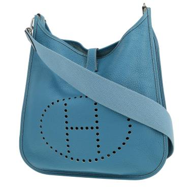 Sac bandoulière Hermès  Evelyne en cuir togo bleu-jean