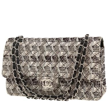 Sac à main Chanel  Timeless Classic en tweed noir et blanc