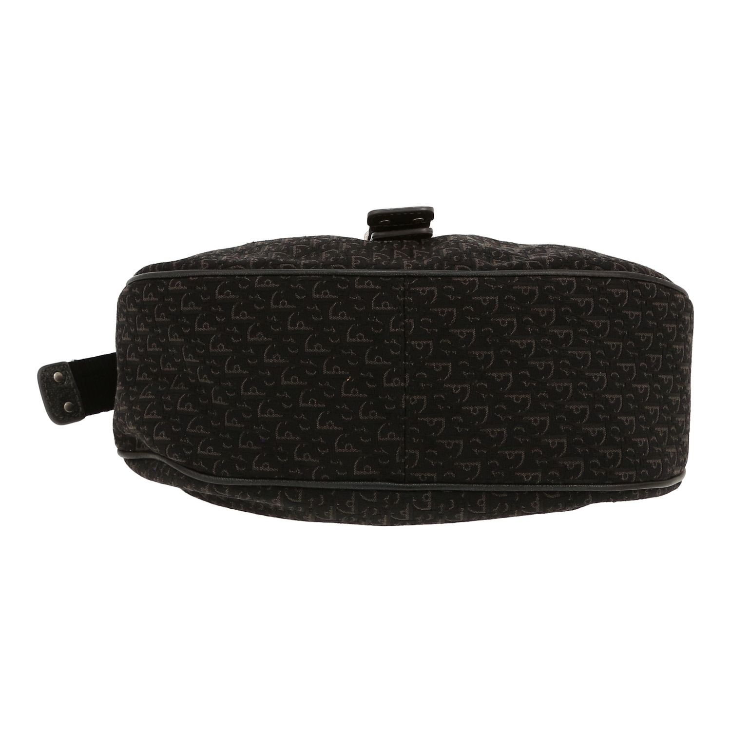 Bolso de mano Dior  Vintage en lona Monogram Oblique negra y cuero negro - Detail D1