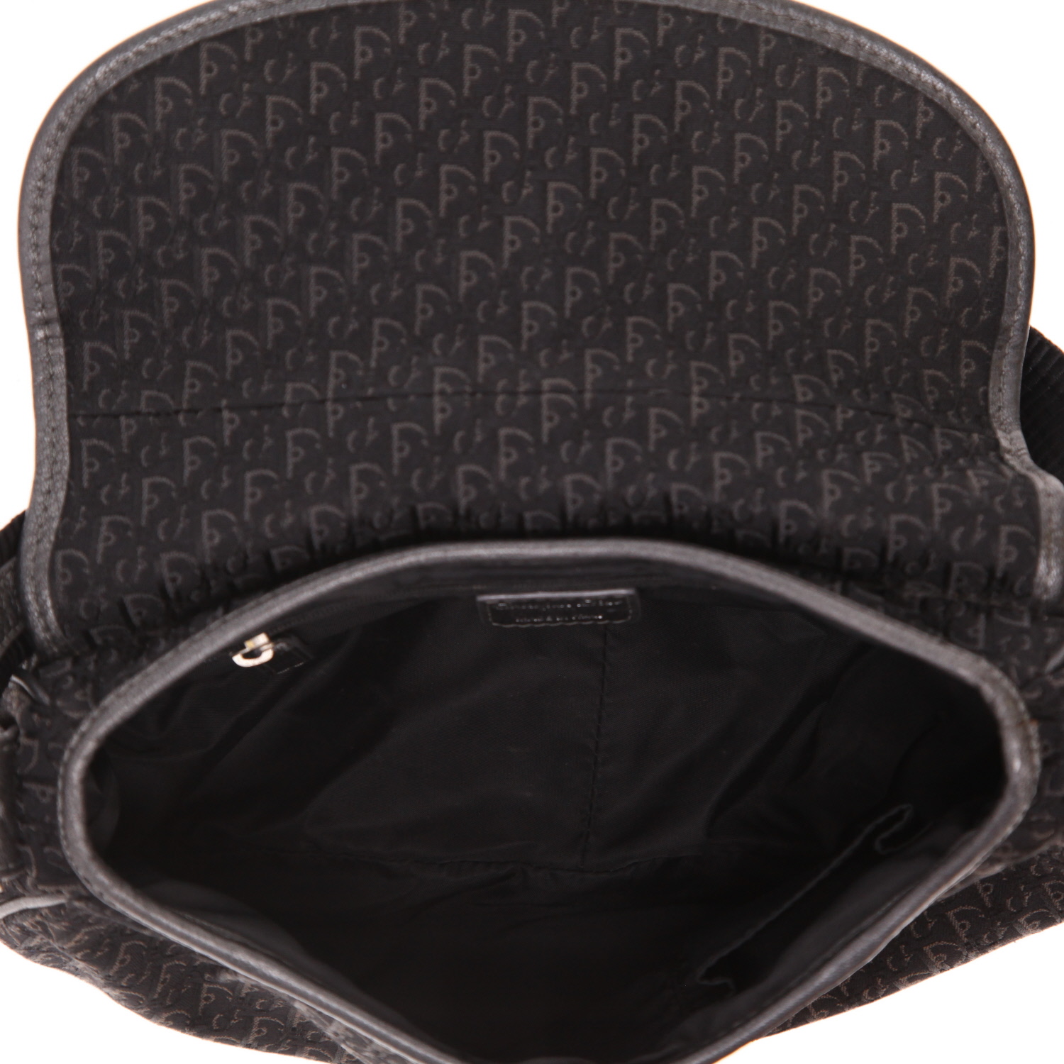 Dior  Vintage handbag  in black monogram canvas Oblique  and black leather - Detail D3