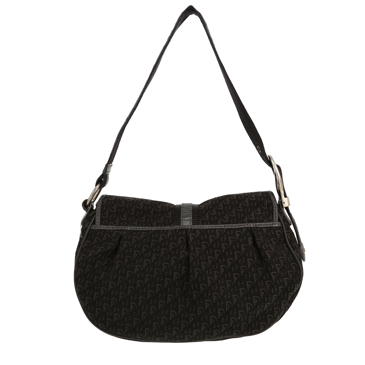 Dior  Vintage handbag  in black monogram canvas Oblique  and black leather - Detail D4