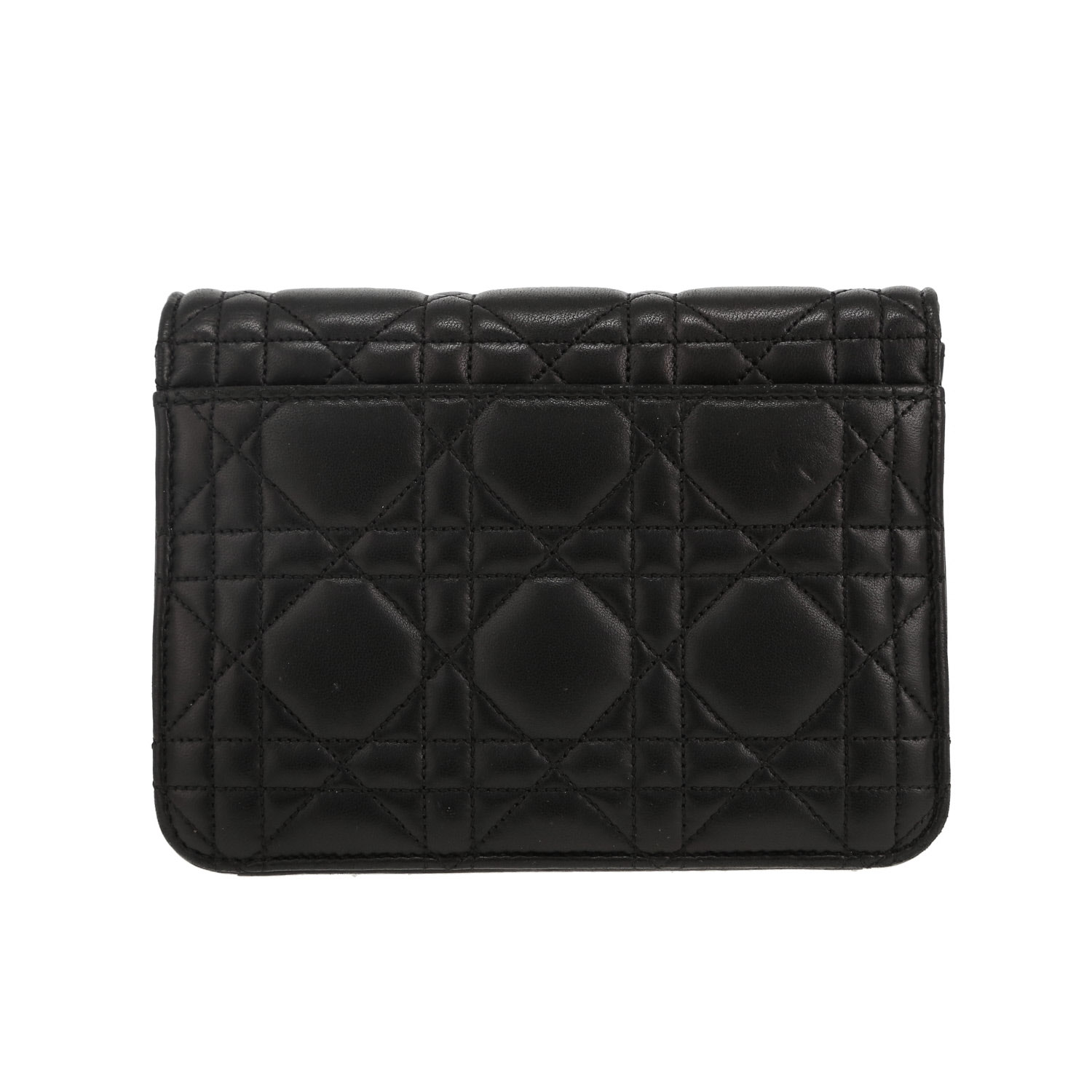 Bolso bandolera Dior Miss Dior modelo pequeño en cuero cannage negro - Detail D4