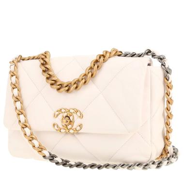 Sac bandoulière Chanel  19 en cuir matelassé blanc