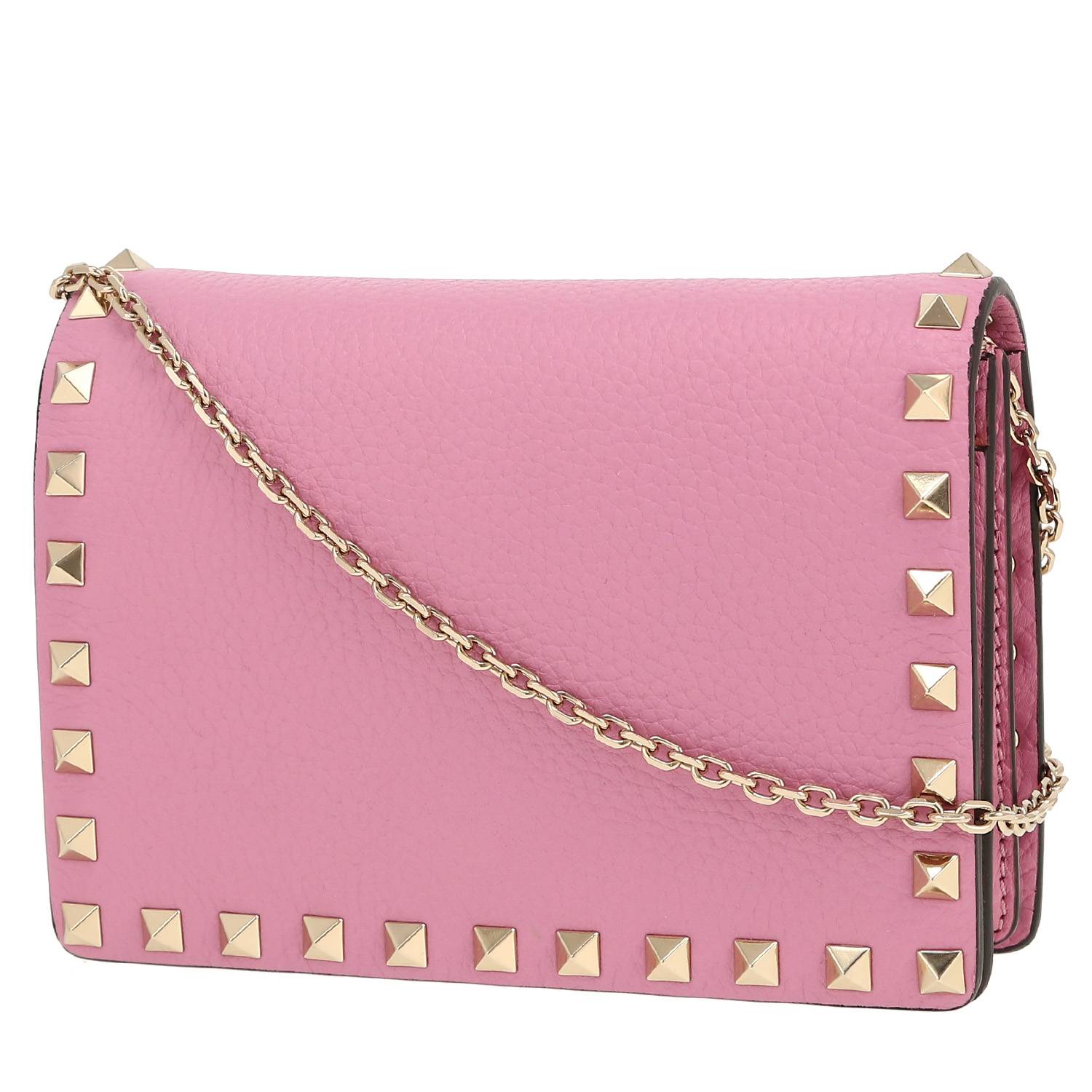 Bolso bandolera Valentino Garavani  Rockstud en cuero rosa