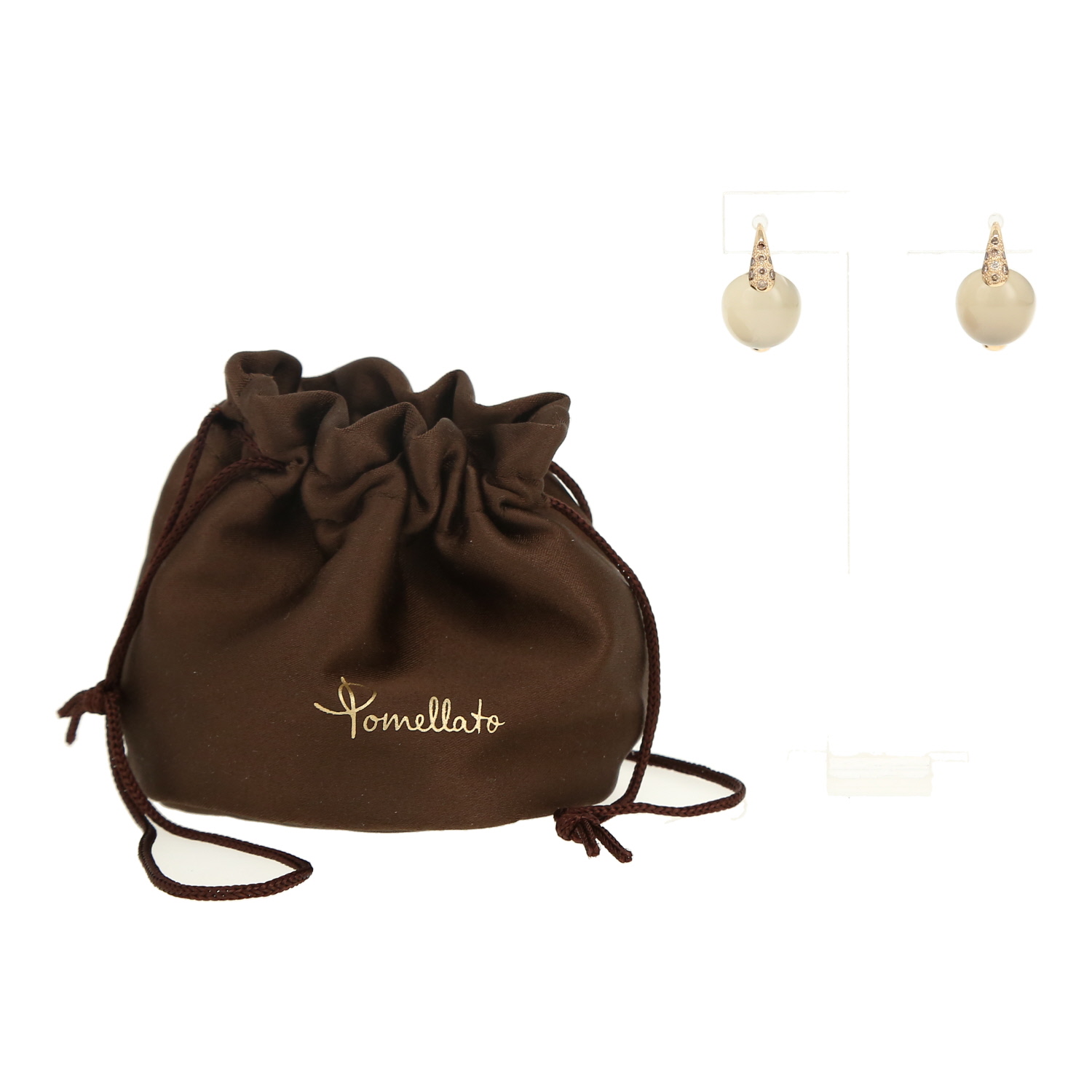 Pomellato Luna earrings in pink gold, moonstone and diamonds - Detail D2