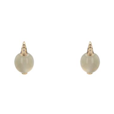 Paire de boucles d'oreilles Pomellato Luna en or rose, pierre de lune et diamants