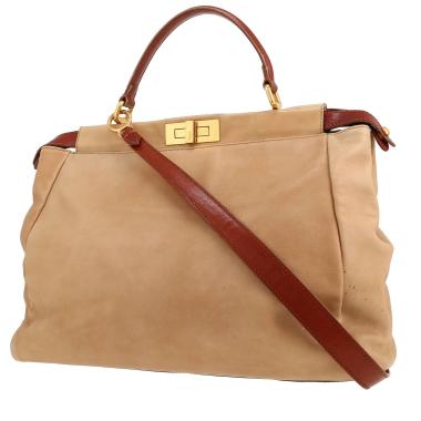 Bolso de mano Fendi  Peekaboo en cuero beige
