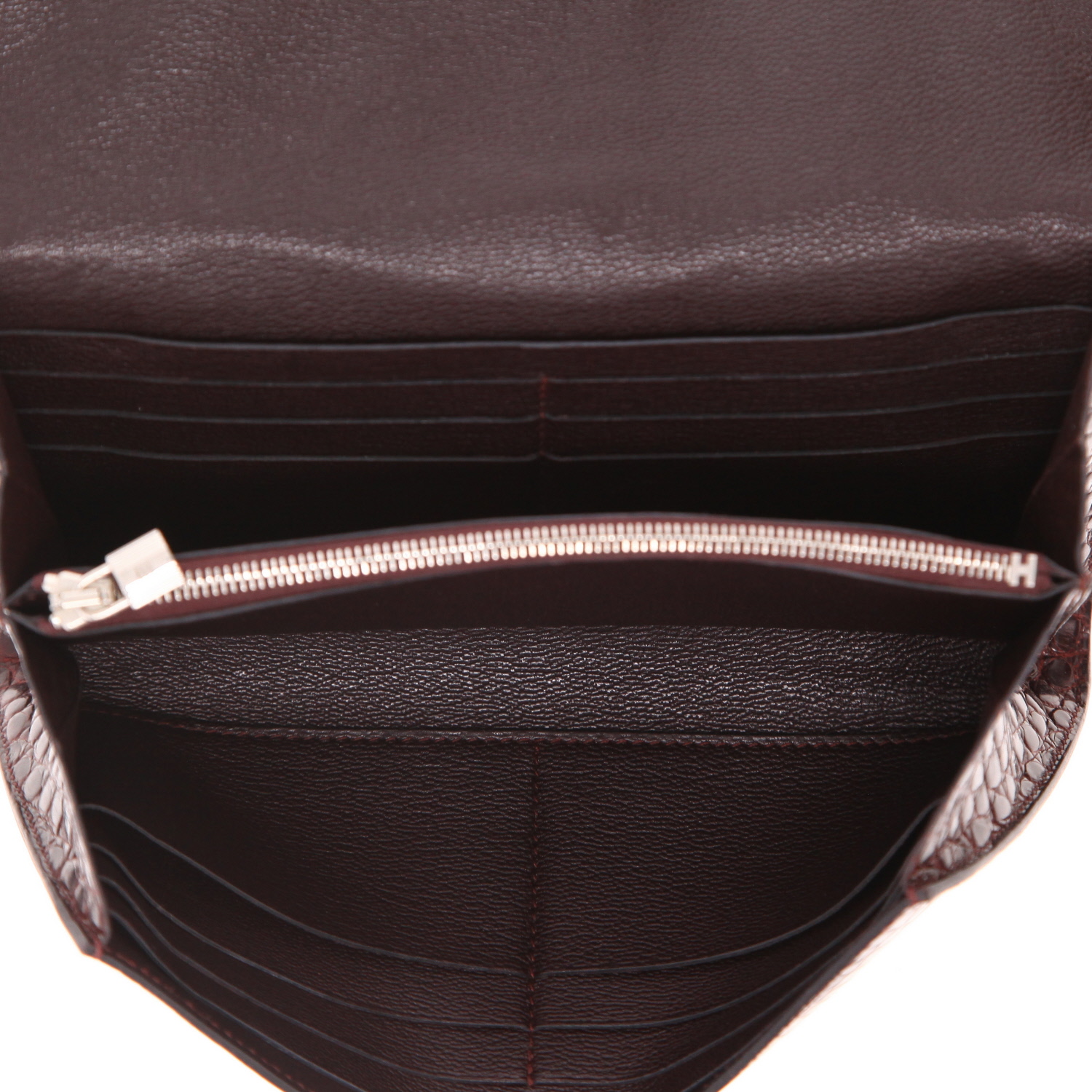 Hermès Kelly wallet wallet in purple alligator - Detail D3