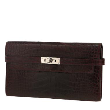 Portefeuille Hermès  Kelly wallet en alligator prune