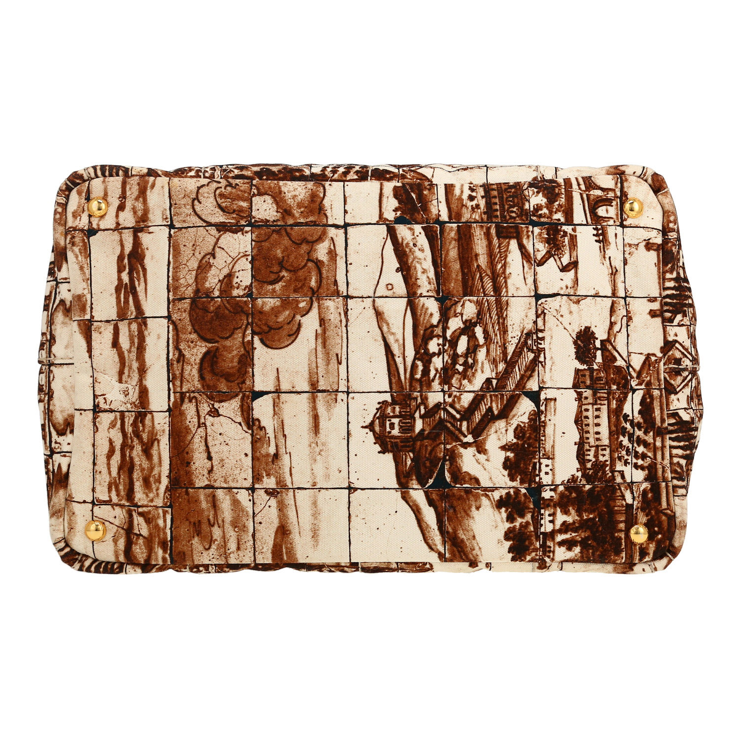 Borsa Prada   in tela beige e marrone - Detail D1