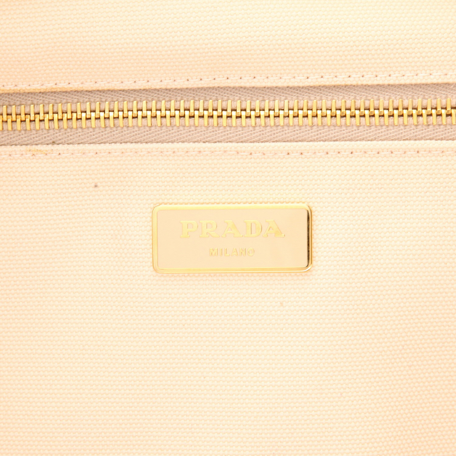 Prada   handbag  in beige and brown canvas - Detail D2