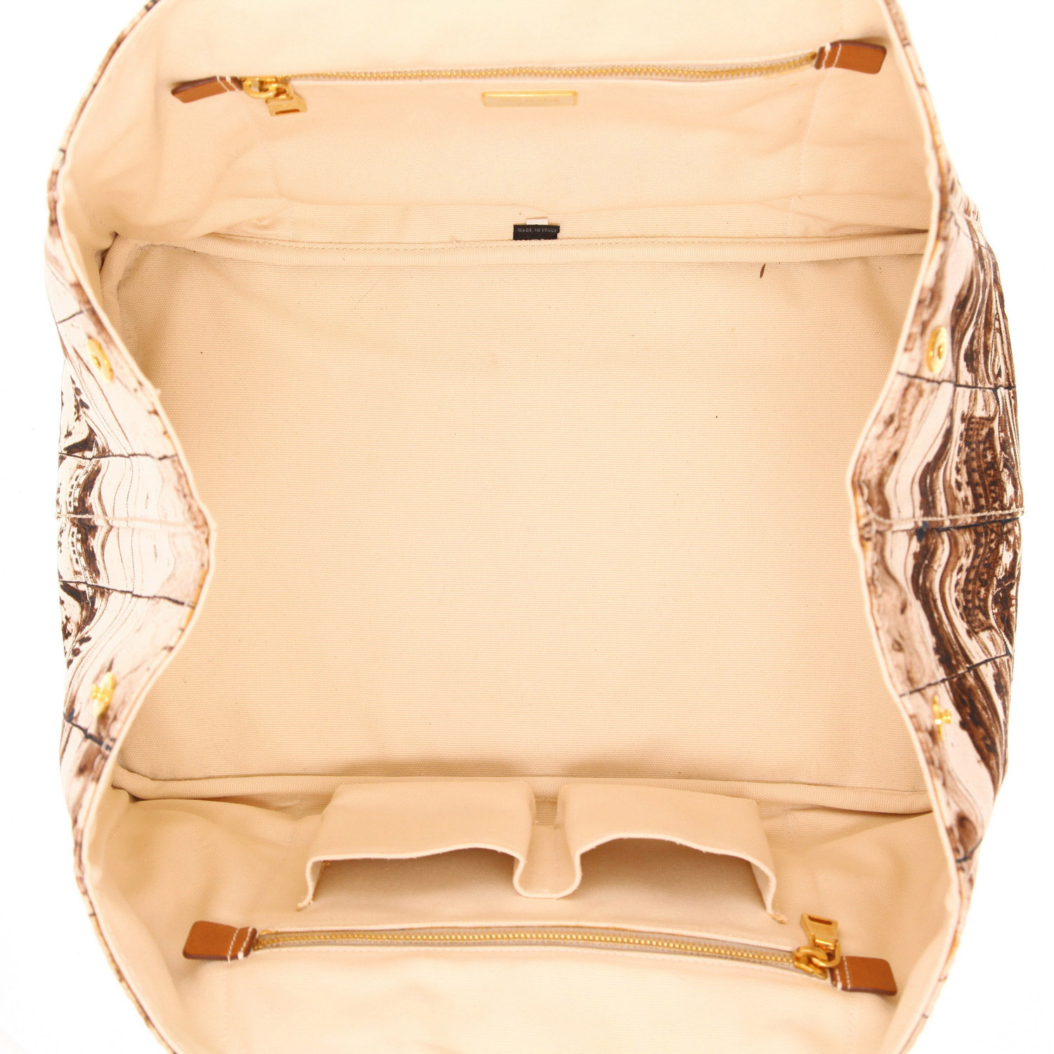 Bolso de mano Prada   en lona beige y marrón - Detail D3