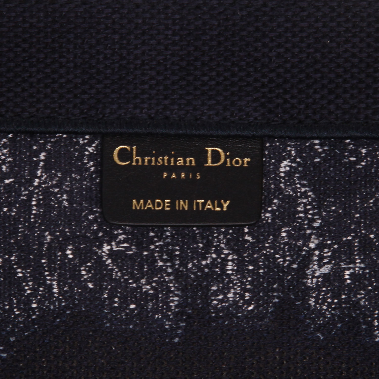 Dior Book Tote shopping bag in navy blue and white canvas - Detail D2