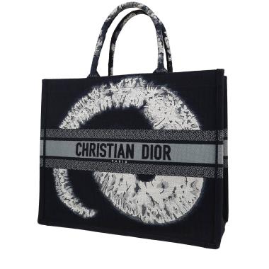 Dior  Book Tote shopping bag  in navy blue and white canvas