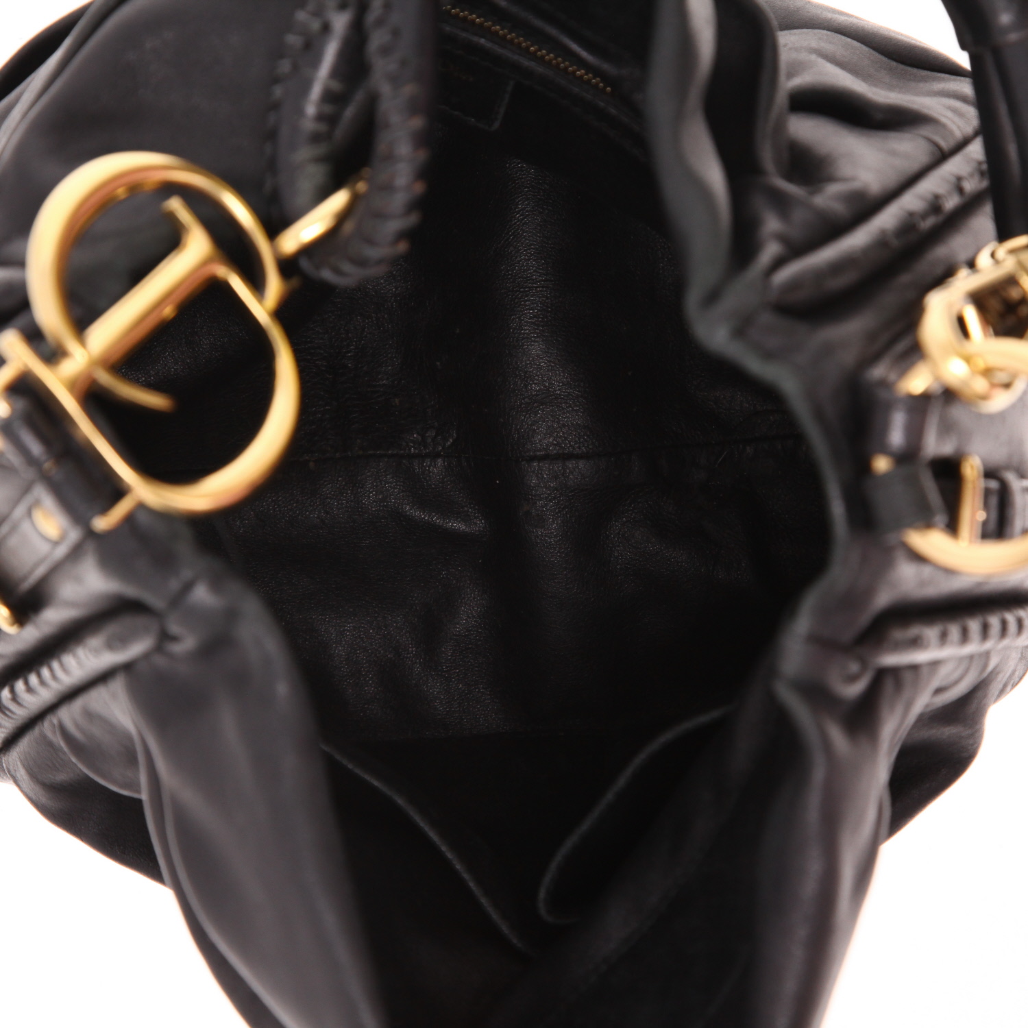 Dior   handbag  in black leather - Detail D3