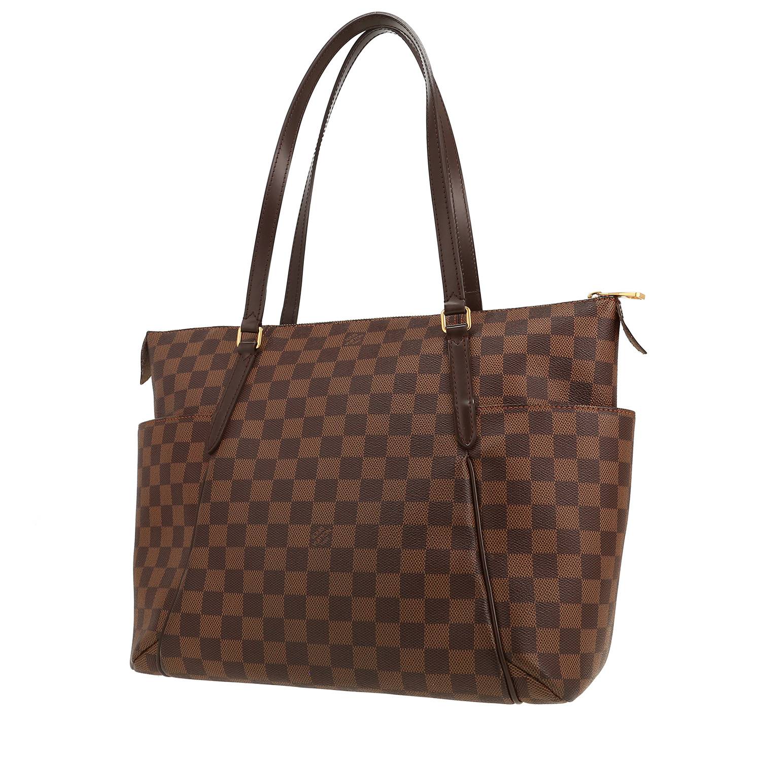 Sac à main Louis Vuitton  Totally en toile damier ébène et cuir marron