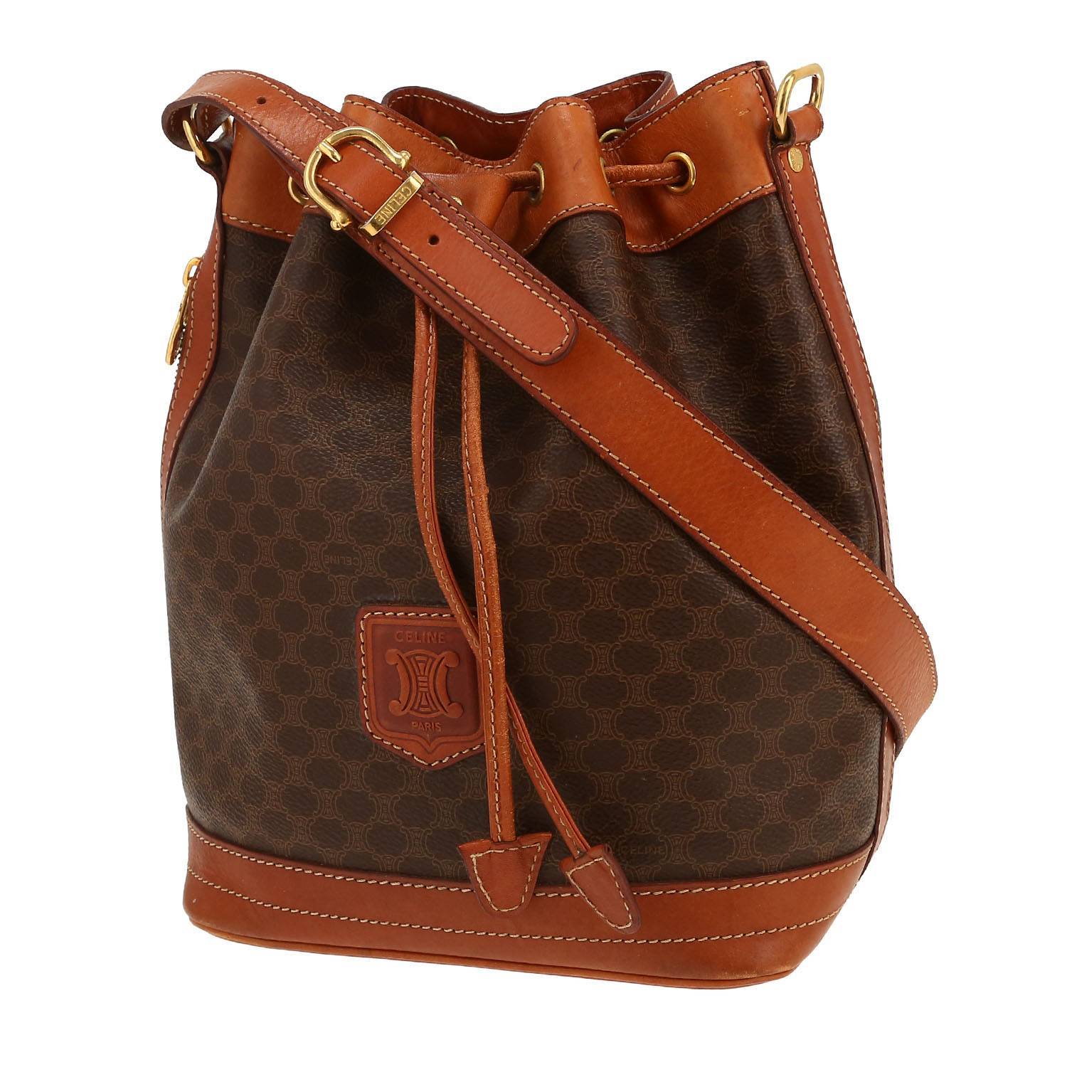 Sac à main Celine   en toile Triomphe marron et cuir marron