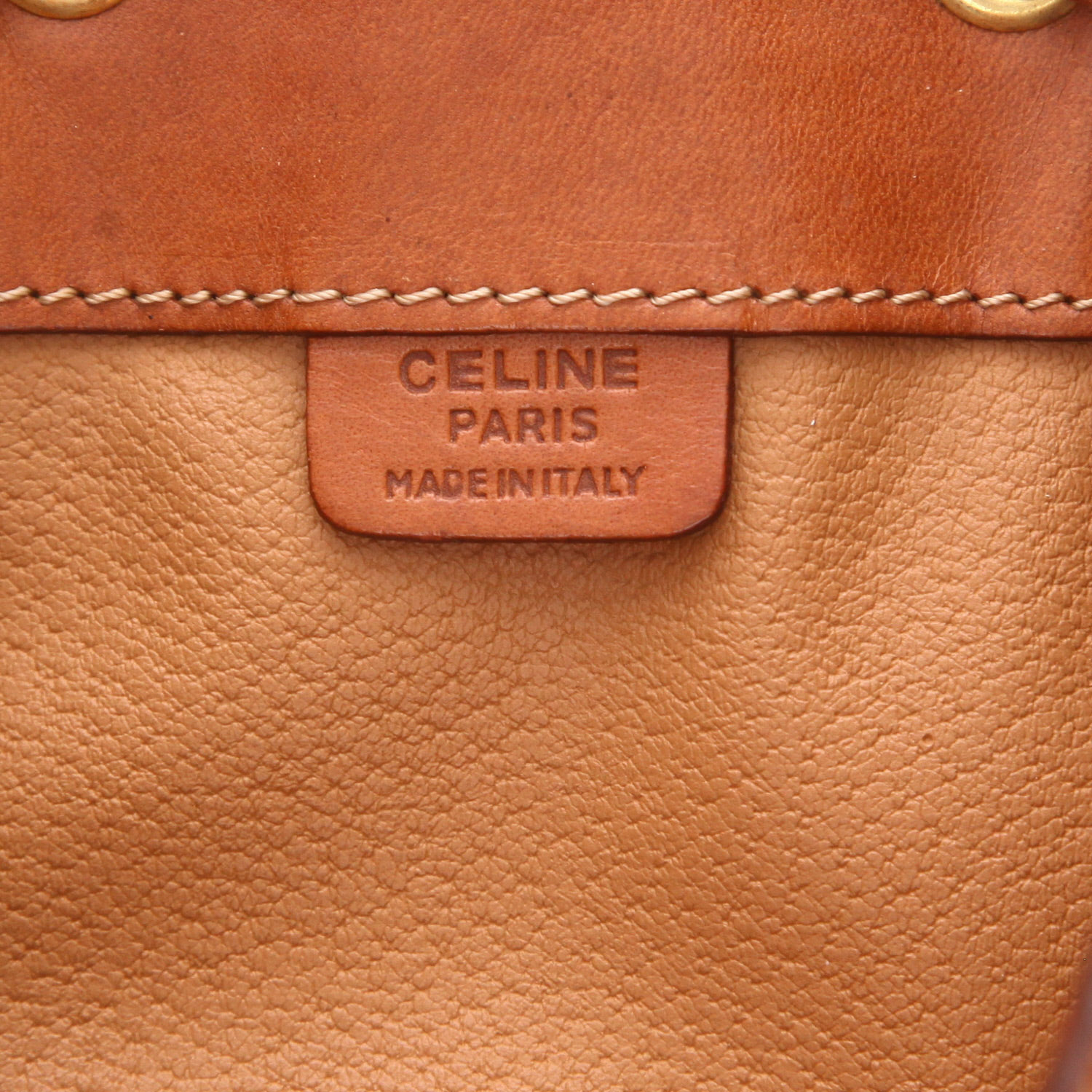 Bolso de mano Celine en tejido "Triomphe" marrón y cuero marrón - Detail D2