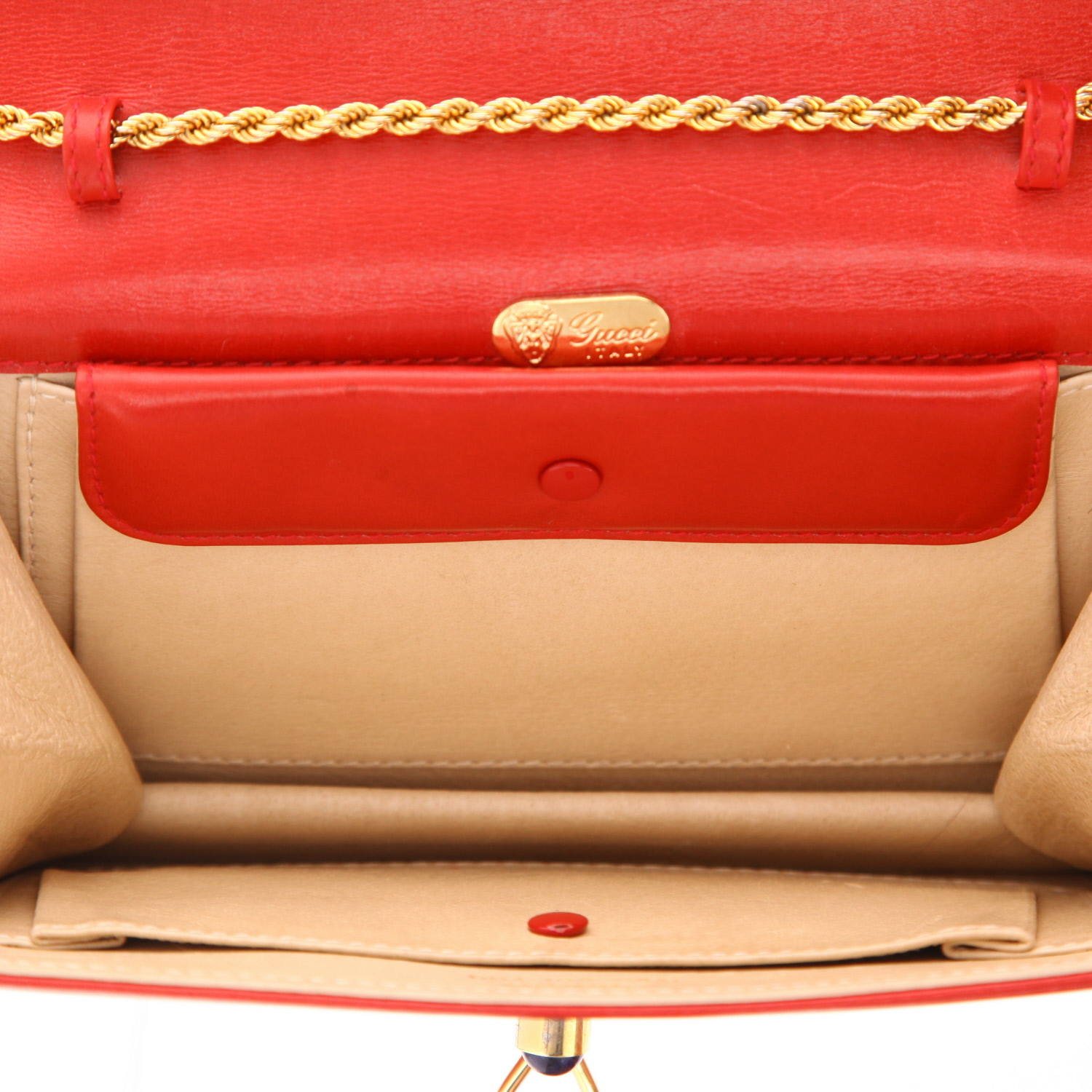 Gucci Gucci Vintage handbag in red leather - Detail D3