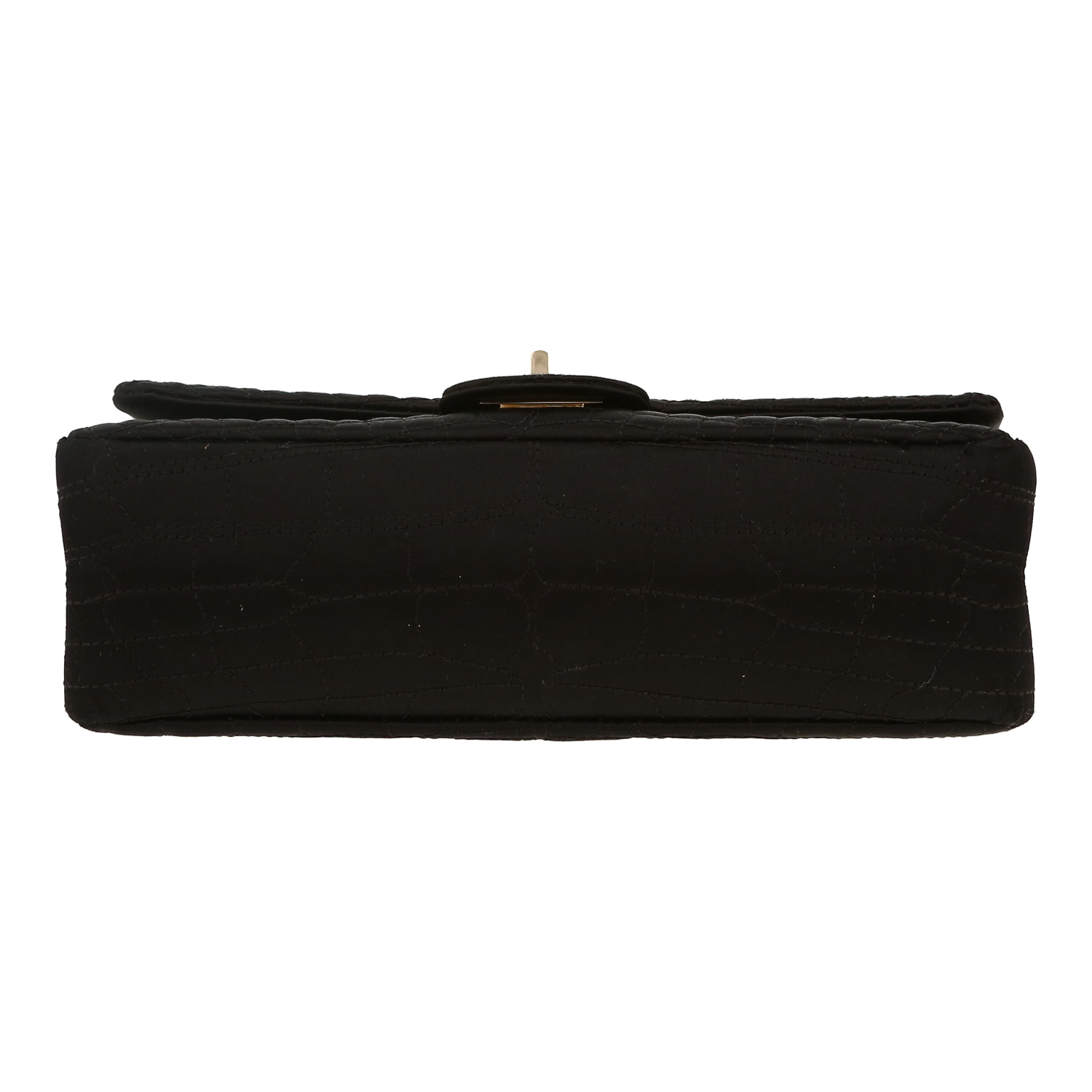 Sac bandoulière Chanel  Chanel 2.55 en satin noir - Detail D1