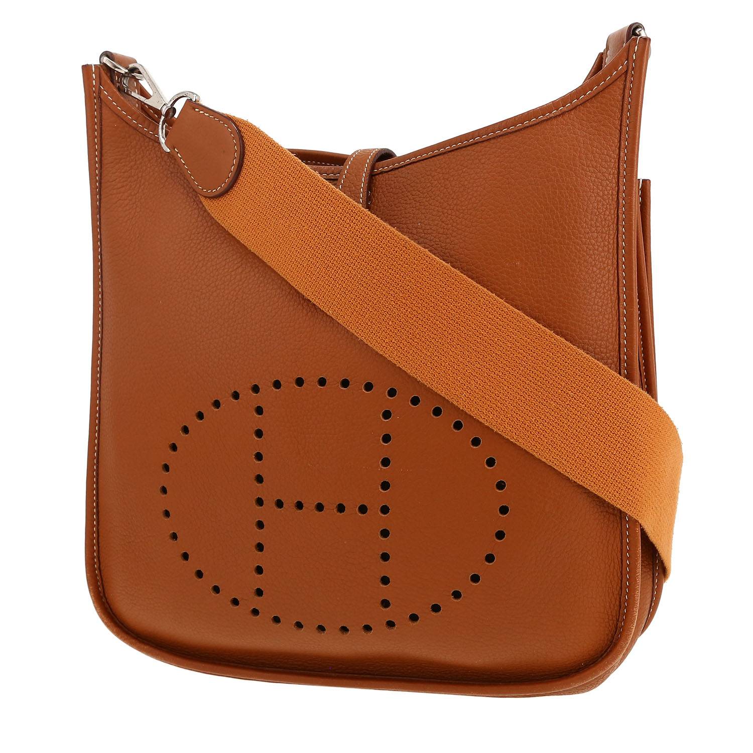 Sac bandoulière Hermès  Evelyne en cuir togo gold