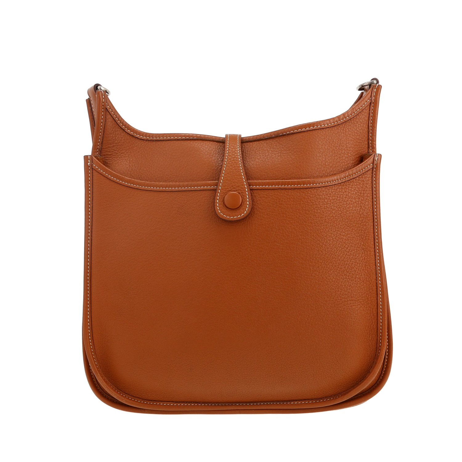 Bolso bandolera Hermès  Evelyne en cuero togo color oro - Detail D4