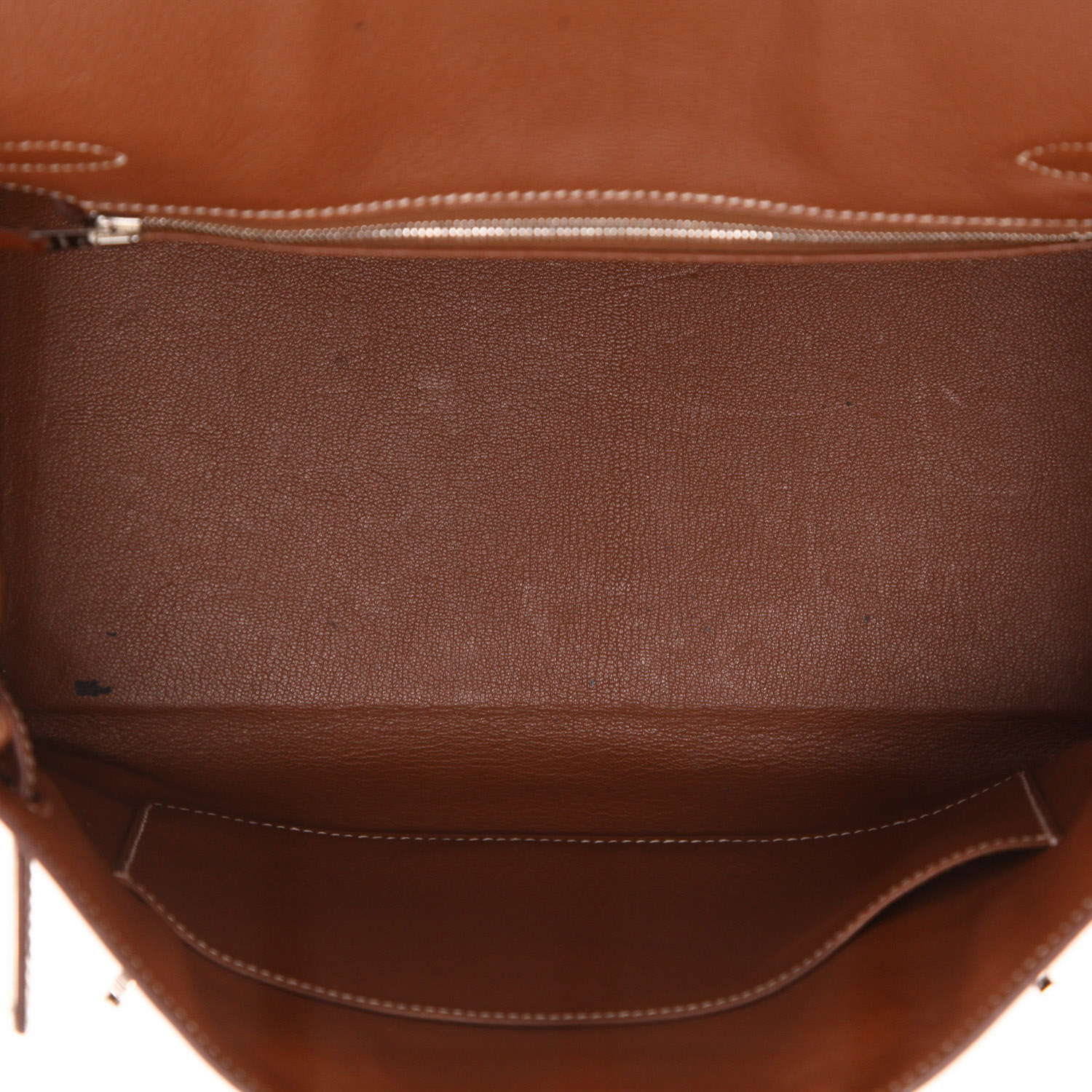 Bolso de mano Hermès  Birkin 30 cm en cuero Barenia color oro y lona beige - Detail D3