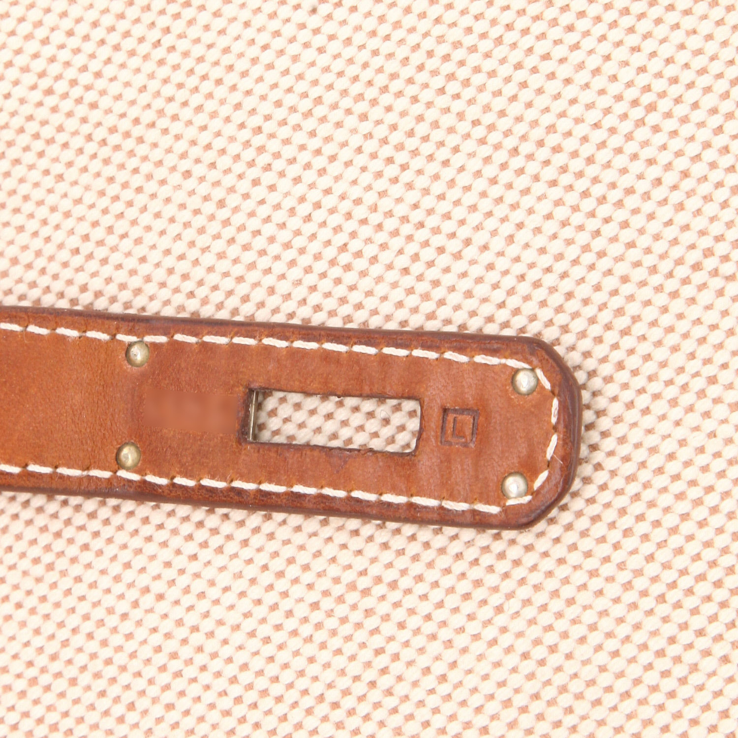 Sac à main Hermès  Birkin 30 cm en cuir Barénia gold et toile beige - Detail D4