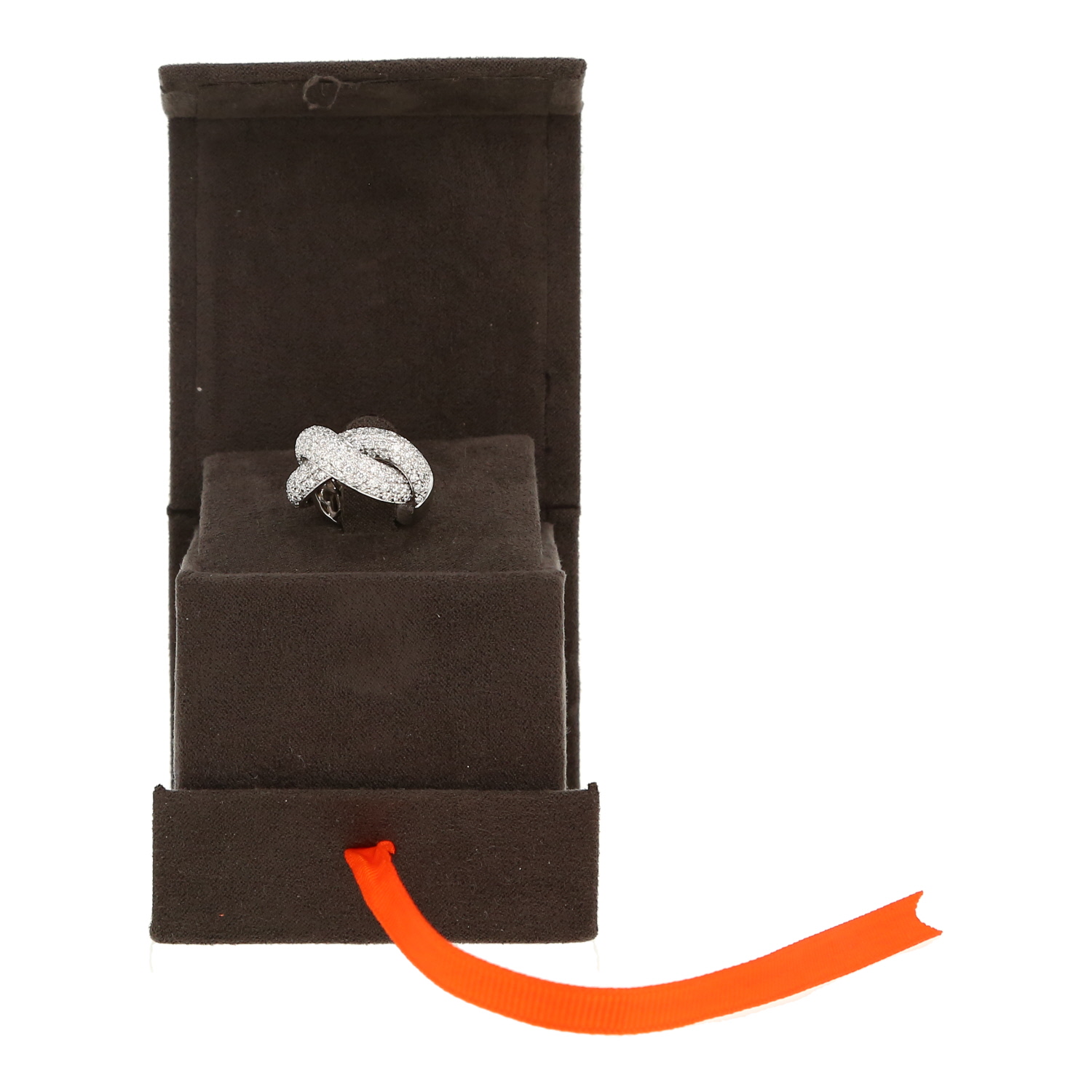 Bague semi-articulée Poiray Tresse grand modèle en or blanc et diamants - Detail D2