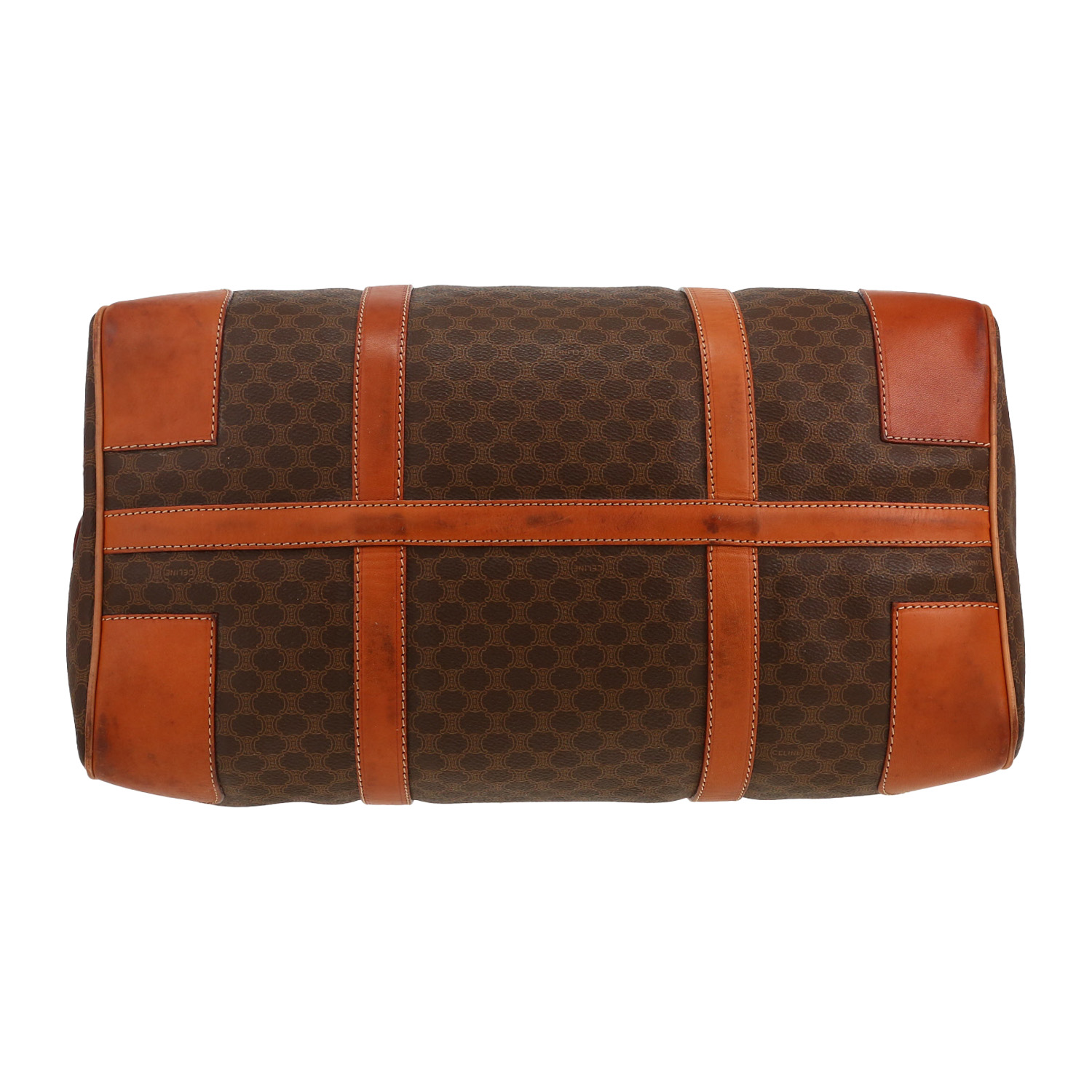 Borsa da viaggio Celine  Vintage in tela "Triomphe" marrone e pelle marrone - Detail D1