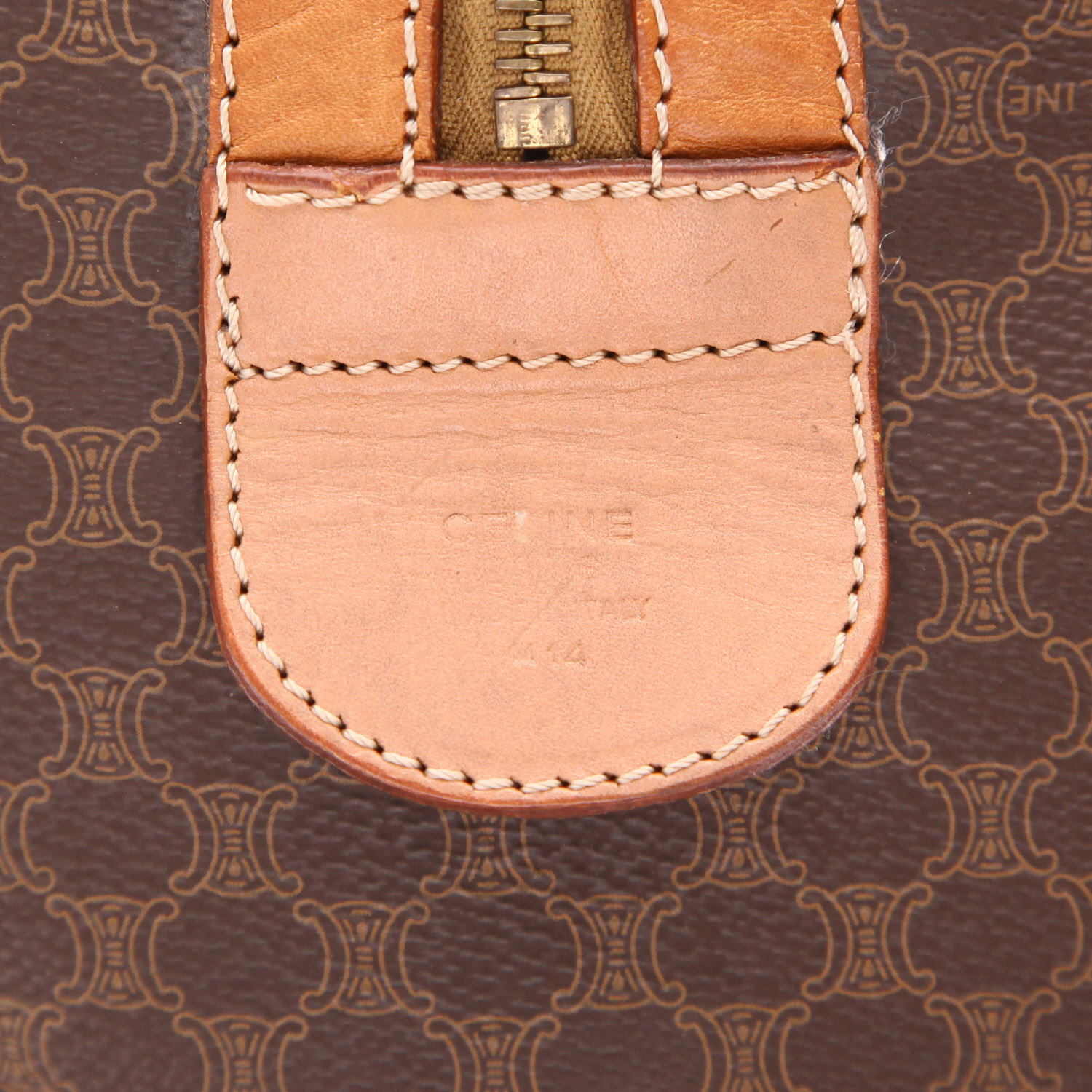 Bolsa de viaje Celine  Vintage en tejido "Triomphe" marrón y cuero marrón - Detail D2