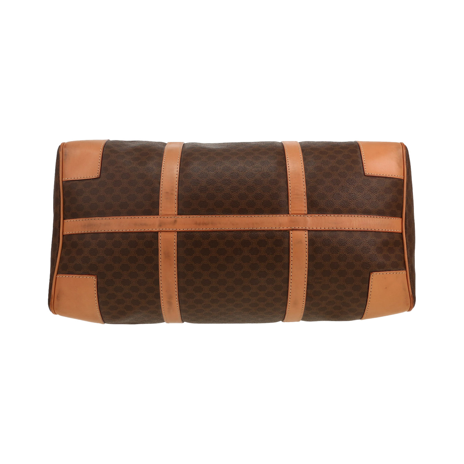 Bolsa de viaje Celine  Vintage en tejido "Triomphe" marrón y cuero marrón - Detail D1