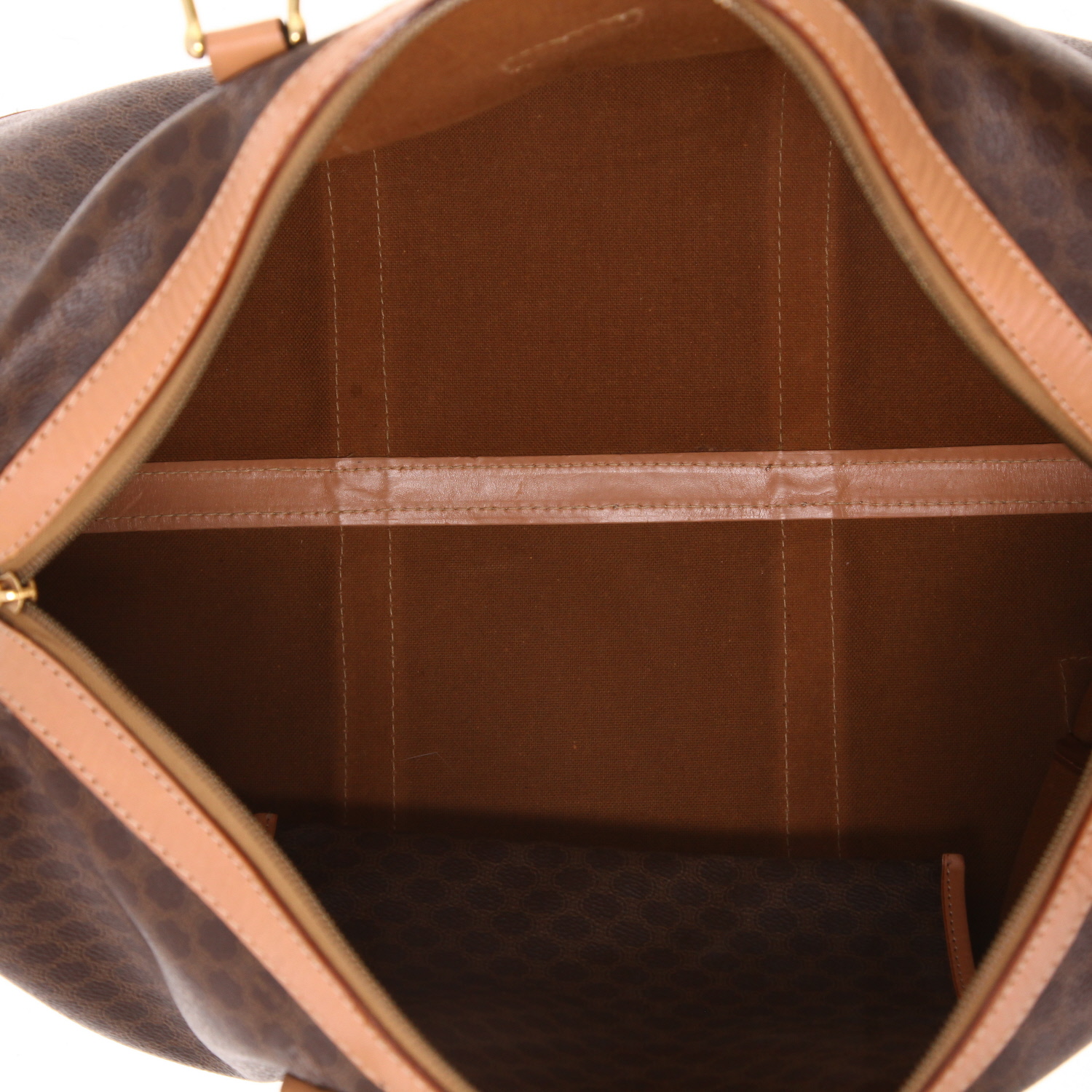 Sac de voyage Celine  Vintage en toile Triomphe marron et cuir marron - Detail D3