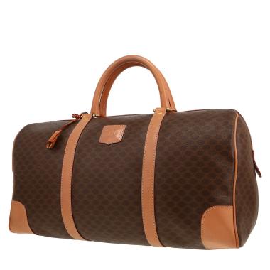 Celine  Vintage travel bag  in brown "Triomphe" canvas  and brown leather