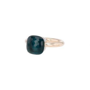 Pomellato Nudo Classic ring in pink gold, white gold and topaz