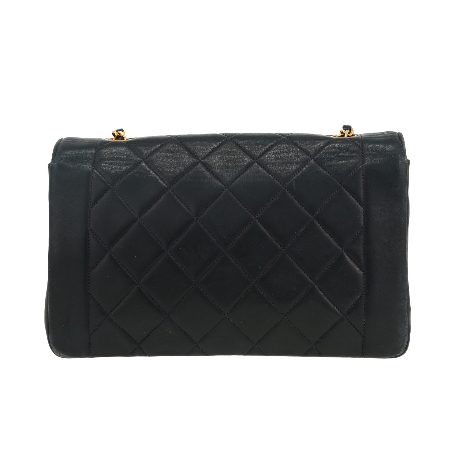 Chanel Diana shoulder bag in navy blue quilted leather - Detail D4