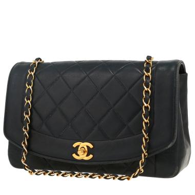 Sac bandoulière Chanel  Diana en cuir matelassé bleu-marine