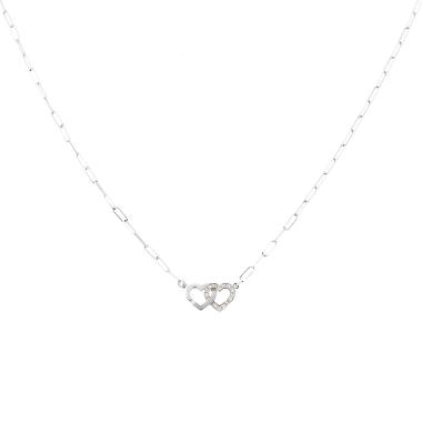 Collar Dinh Van Double coeurs R9 de oro blanco y diamantes