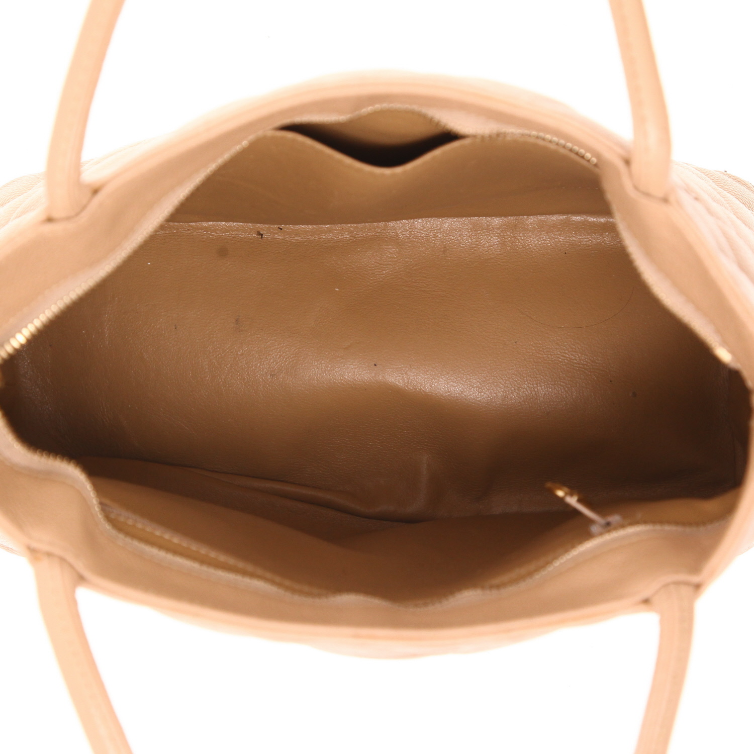 Bolso de mano Chanel  Medaillon en cuero granulado acolchado beige - Detail D3